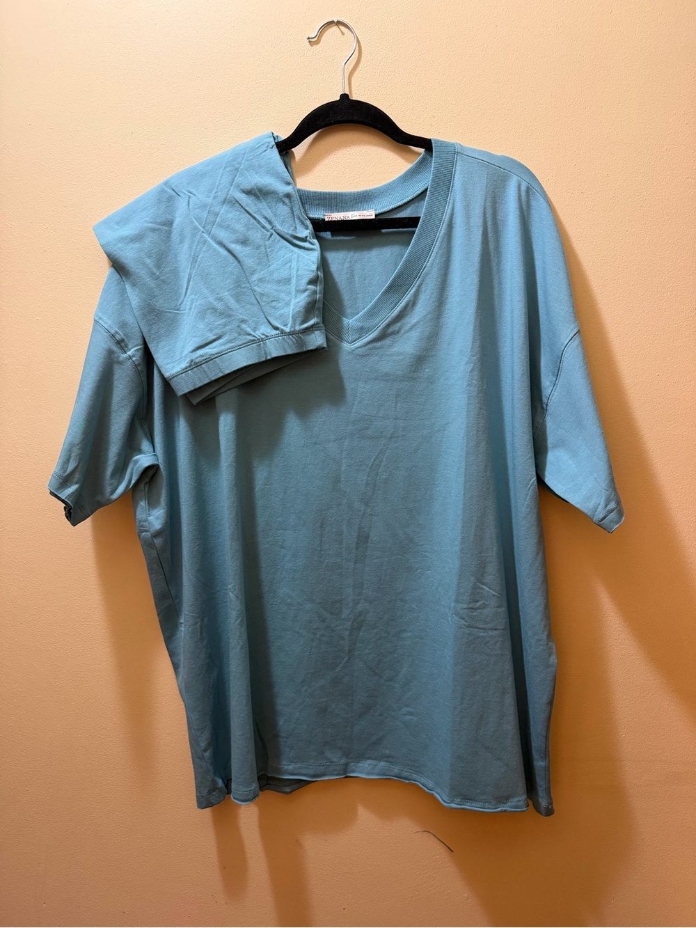 Zenana Outfitters Women's V-Neck Short Sleeve Tee in Aqua Blue